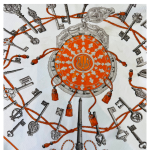 Hermes Les Cles Silk Triangle Scarf